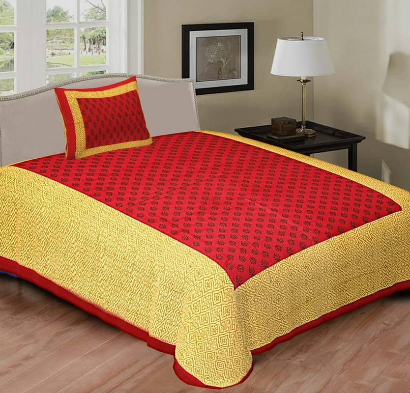     			PETROSOLY Cotton 1 Single Bedsheet with 2 Pillow Covers ( Red )