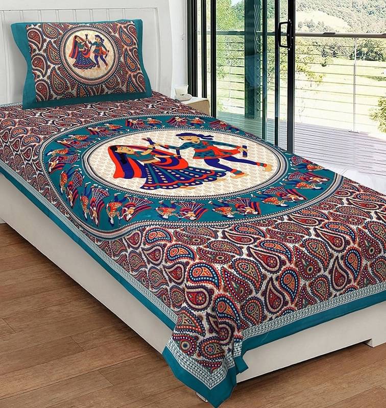     			PETROSOLY Cotton 1 Single Bedsheet with 2 Pillow Covers ( Green )
