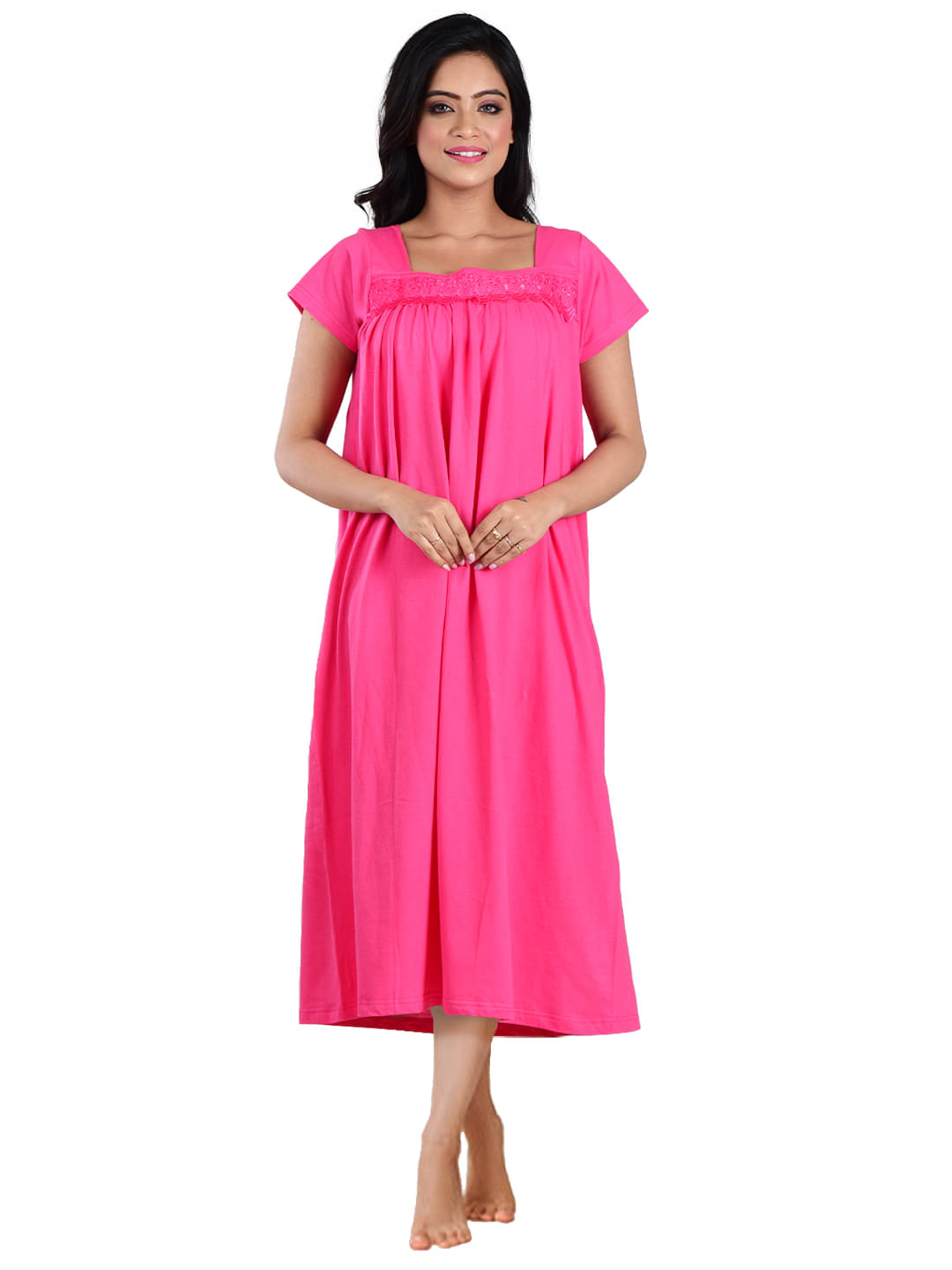     			PIYALI'S CREATION WOMEN'S Pink Hosiery Women's Nightwear Nighty & Night Gowns ( Pack of 1 )
