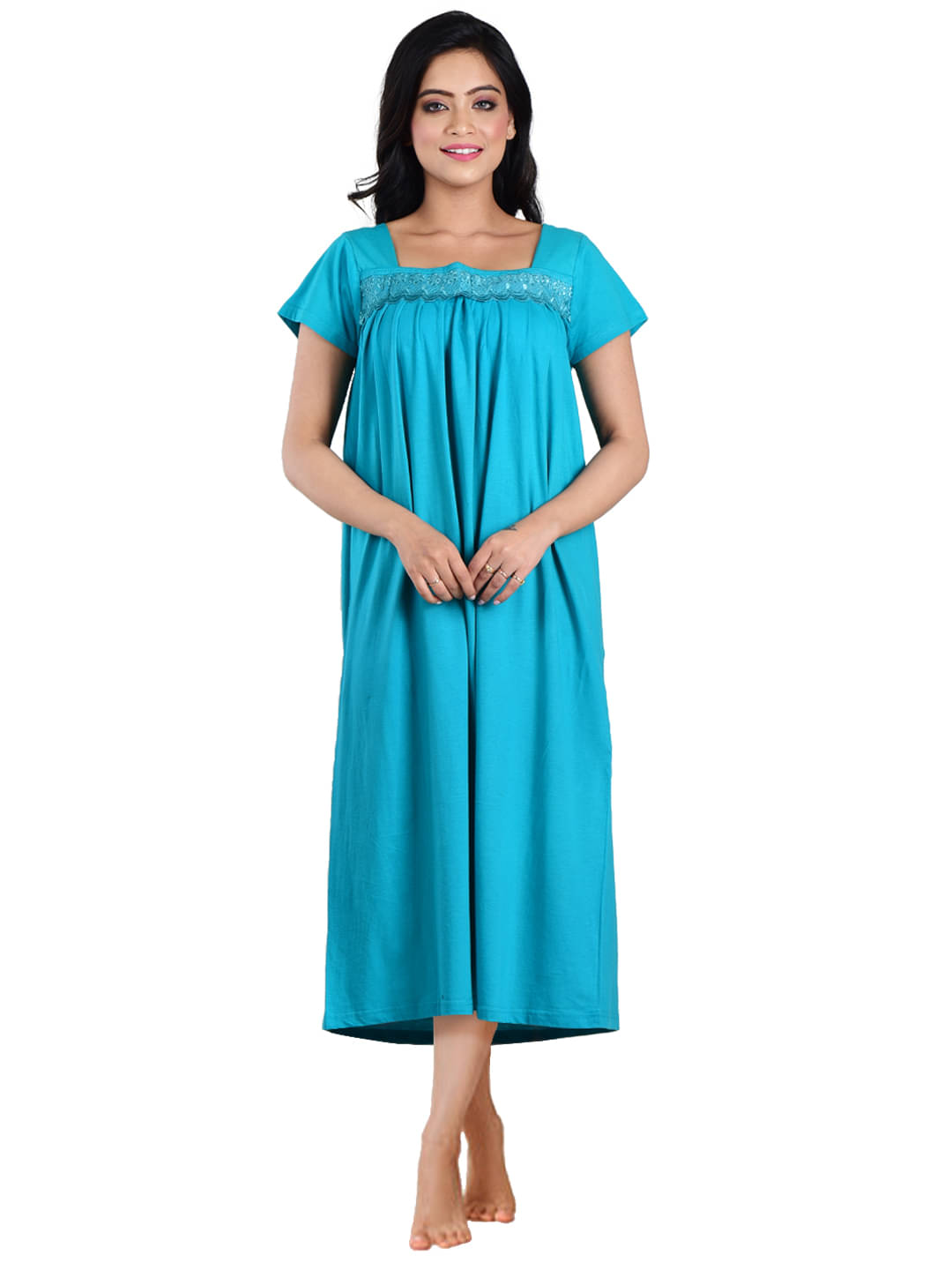     			PIYALI'S CREATION WOMEN'S Blue Hosiery Women's Nightwear Nighty & Night Gowns ( Pack of 1 )