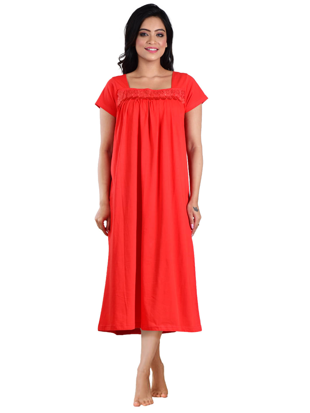     			PIYALI'S CREATION WOMEN'S Red Hosiery Women's Nightwear Nighty & Night Gowns ( Pack of 1 )