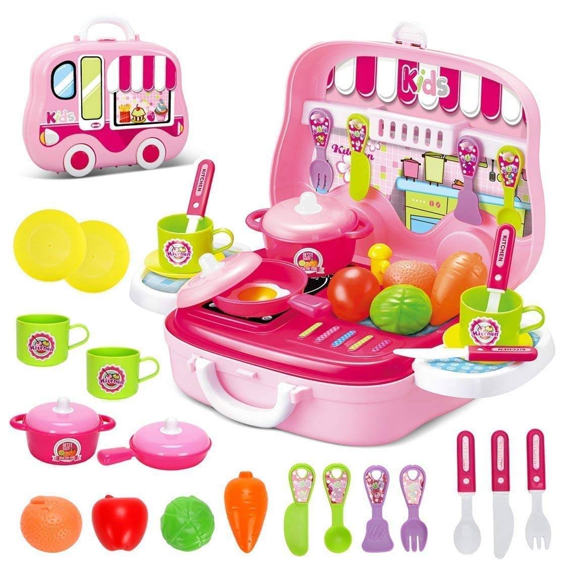 Plastic Portable Cooking Kitchen Play Set Pretend Play Food Party Role Toy for Kids Plastic Portable Cooking Kitchen Play Set Pretend Play Food Party Role Toy for Kids
