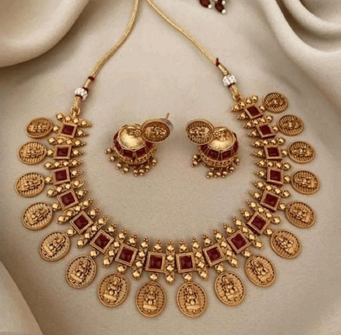 RIENTA JWL Golden Alloy Necklace Set ( Pack of 1 )