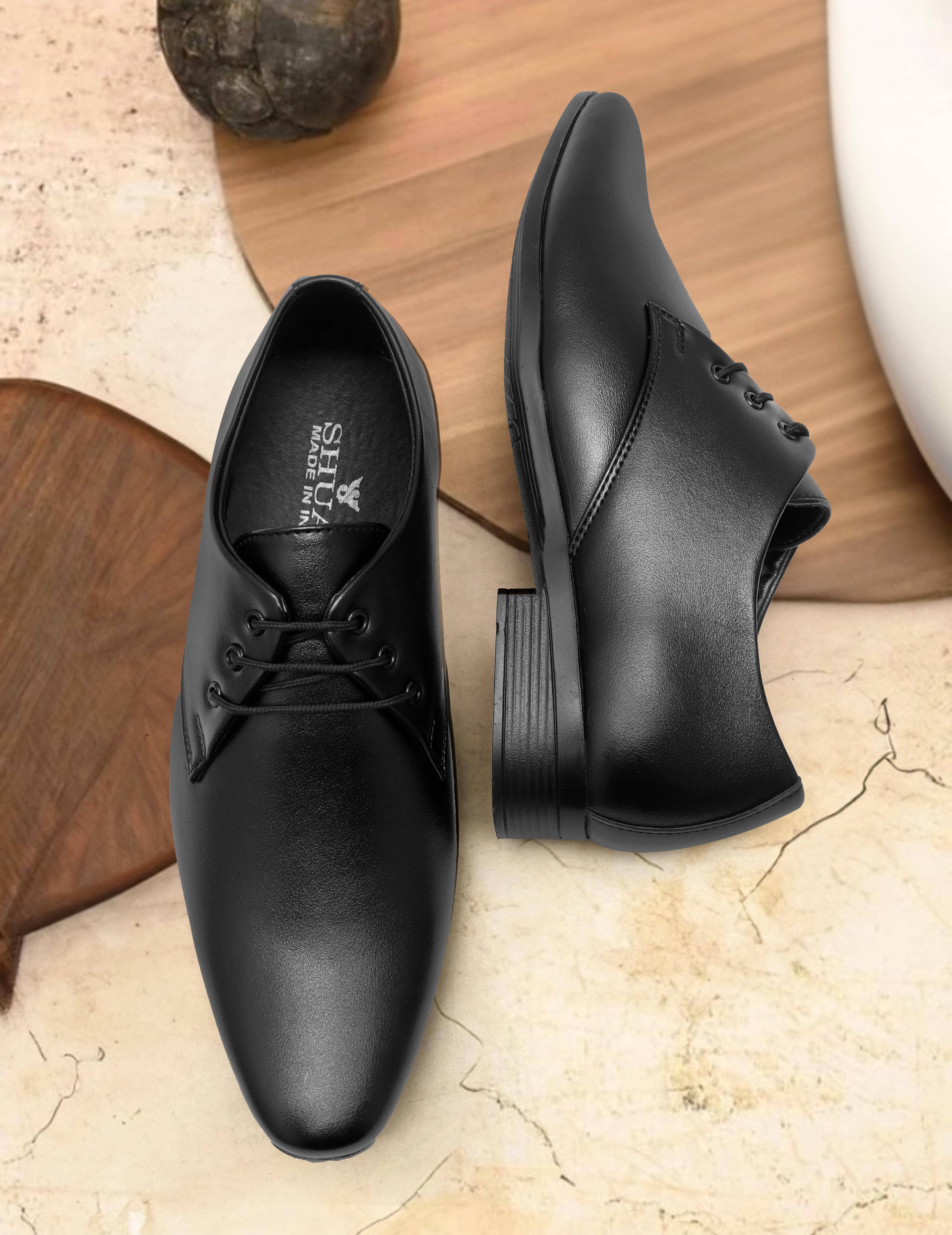 SHUAN Black Men's Derby Formal Shoes - Formal Shoes | Buy online on ZillyBuy