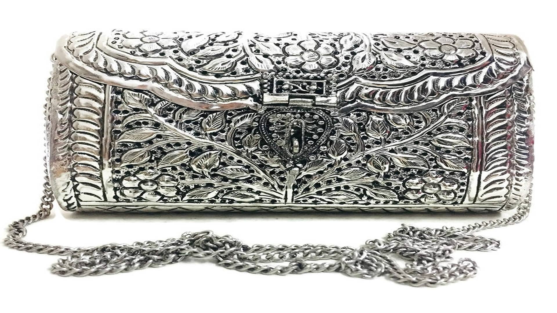 Shakuntla Vintage Sling Bag PU Set of 1 ( Silver ) - Handbags | Buy online on ZillyBuy