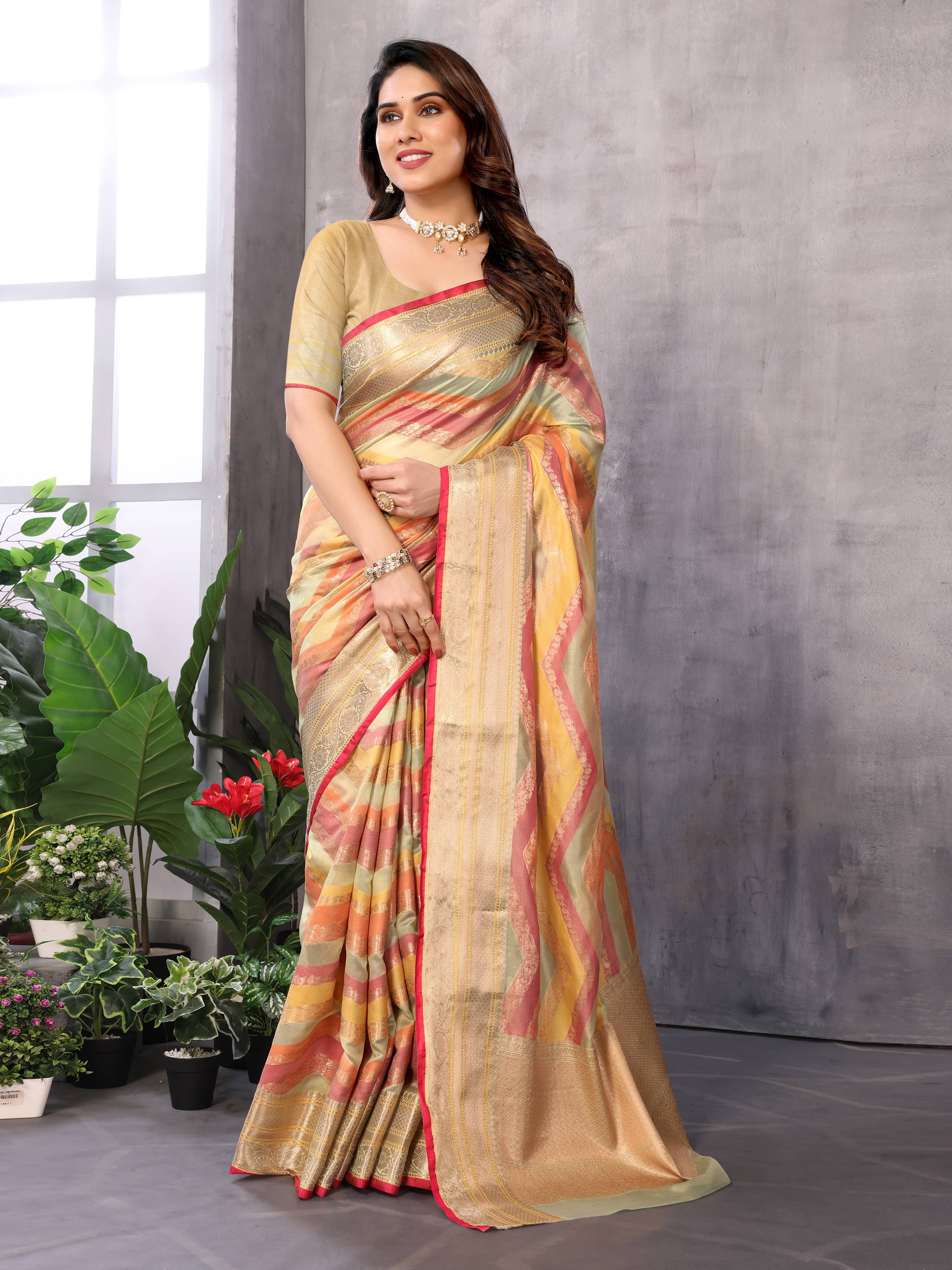     			Sidhidata Organza Woven Saree With Unstitched Blouse Piece ( Light Green )