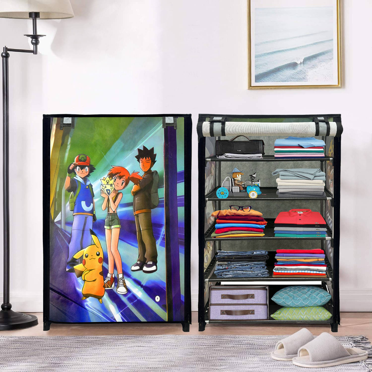 PHILOSHOP 5 Layer Metal Shoe Rack Stand with Print Cover Shoe Organiser for Home & Office (Grey)     			PHILOSHOP 5 Layer Metal Shoe Rack Stand with Print Cover Shoe Organiser for Home & Office (Grey)