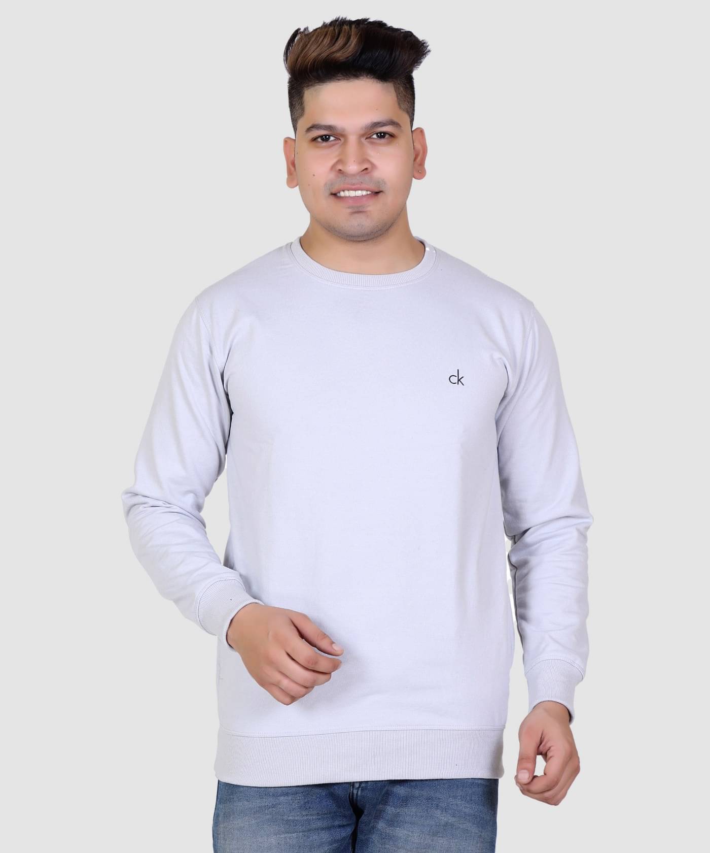     			The Emperor Cotton Blend Round Neck Men's Sweatshirt - Grey ( Pack of 1 )