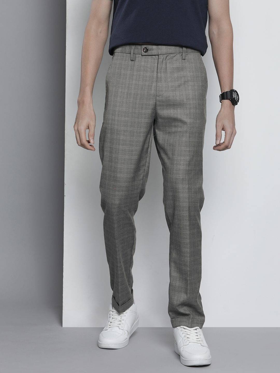    			The Indian Garage Co. Regular Flat Men's Chinos - Grey Melange ( Pack of 1 )