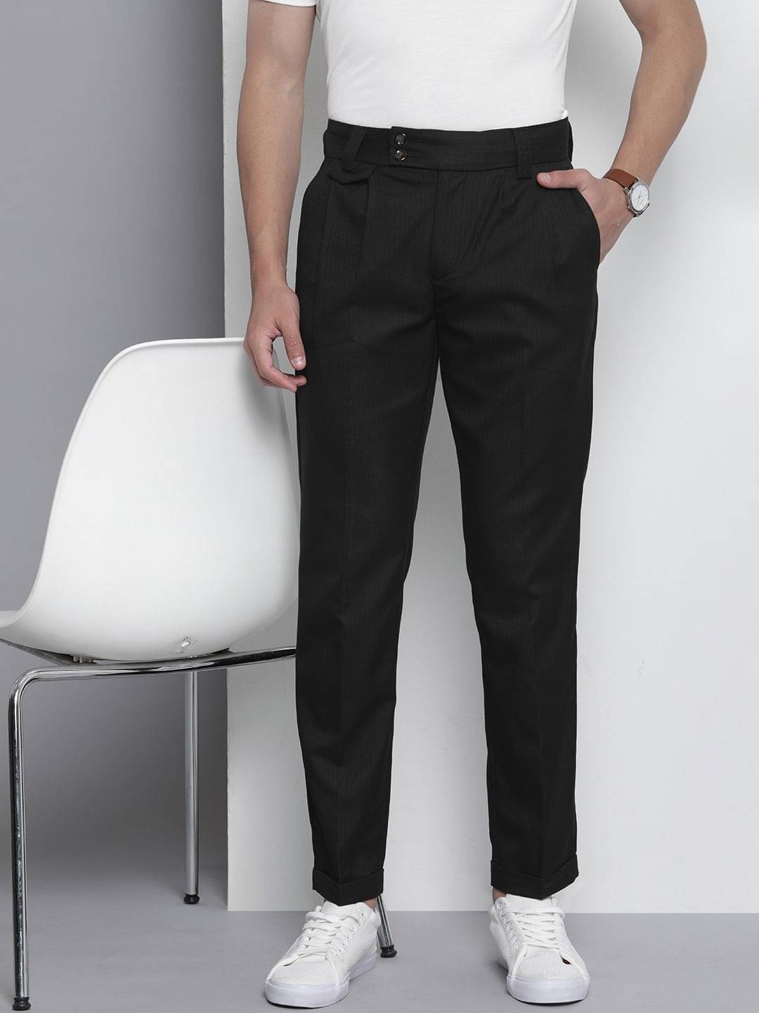     			The Indian Garage Co. Slim Flat Men's Chinos - Black ( Pack of 1 )