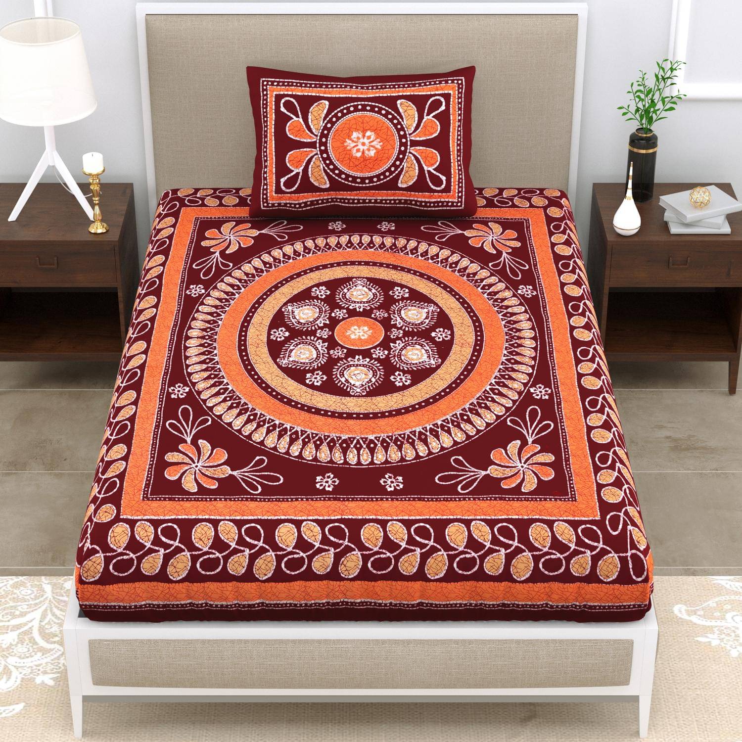 Uniqchoice Cotton 1 Single Bedsheet with 1 Pillow Cover ( Maroon ) Uniqchoice Cotton 1 Single Bedsheet with 1 Pillow Cover ( Maroon )