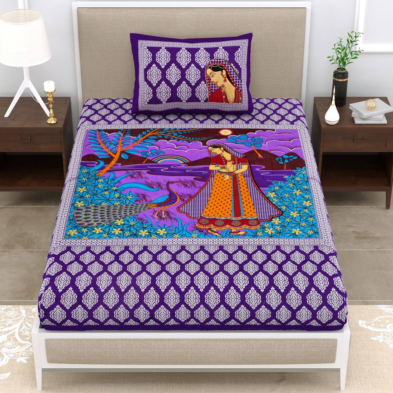 Uniqchoice Cotton 1 Single Bedsheet with 1 Pillow Cover ( Purple ) Uniqchoice Cotton 1 Single Bedsheet with 1 Pillow Cover ( Purple )