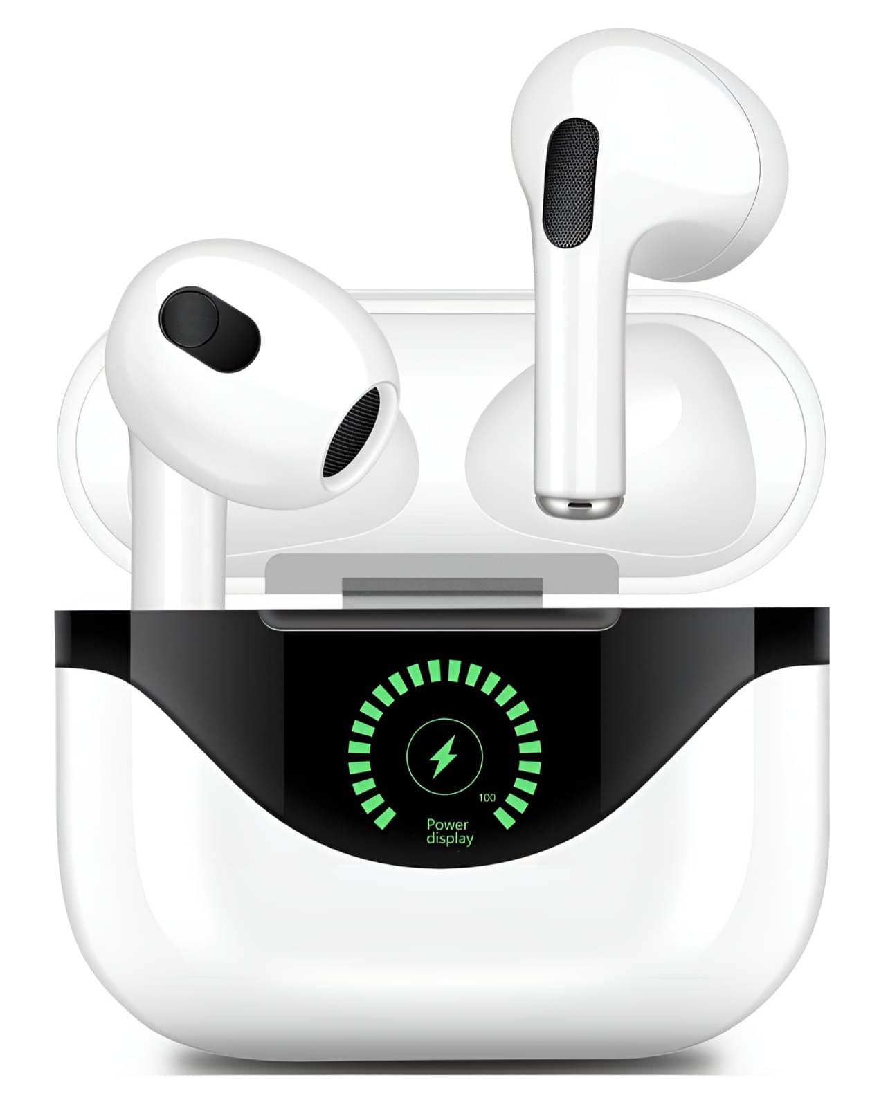     			VERONIC AIR58 with Display Bluetooth True Wireless (TWS) In Ear 24 Hours Playback Low Latency,Powerfull bass IPX4(Splash & Sweat Proof) White