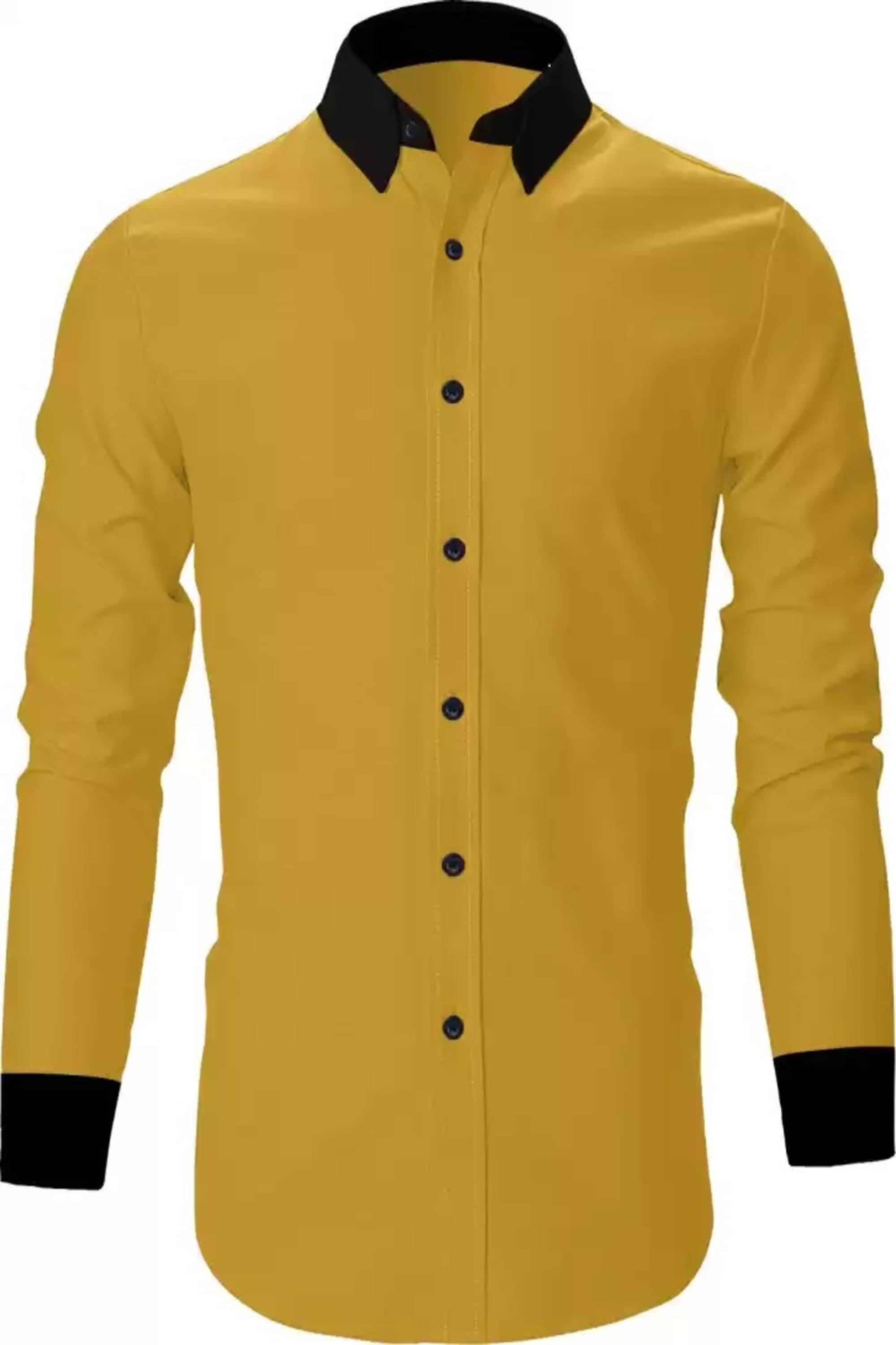 VERTUSY Cotton Blend Regular Fit Solids Full Sleeves Men's Casual Shirt - Yellow ( Pack of 1 ) VERTUSY Cotton Blend Regular Fit Solids Full Sleeves Men's Casual Shirt - Yellow ( Pack of 1 )