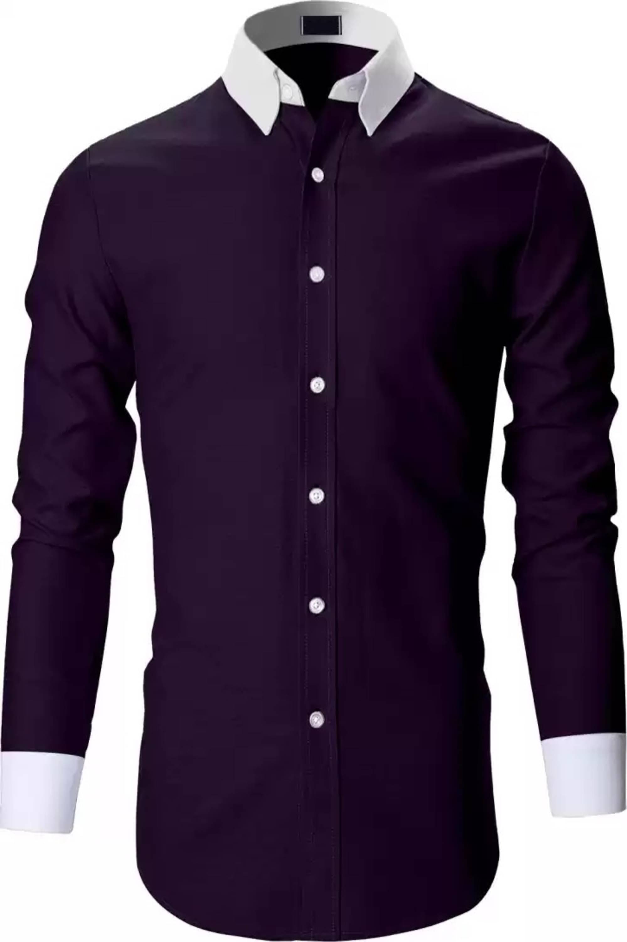 VERTUSY Cotton Blend Regular Fit Solids Full Sleeves Men's Casual Shirt - Purple ( Pack of 1 )     			VERTUSY Cotton Blend Regular Fit Solids Full Sleeves Men's Casual Shirt - Purple ( Pack of 1 )