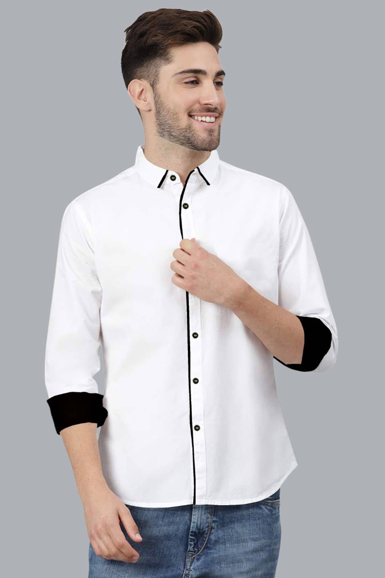 VTEXX Cotton Blend Regular Fit Solids Full Sleeves Men's Casual Shirt - Off White ( Pack of 1 )