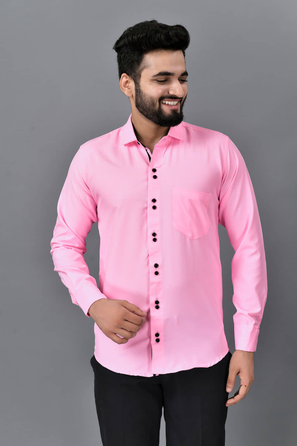 VTEXX Cotton Blend Regular Fit Solids Full Sleeves Men's Casual Shirt - Fluorescent Pink ( Pack of 1 )