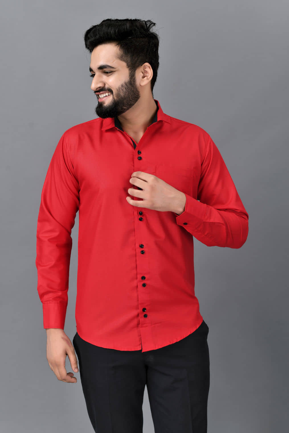 VTEXX Cotton Blend Regular Fit Solids Full Sleeves Men's Casual Shirt - Red ( Pack of 1 )