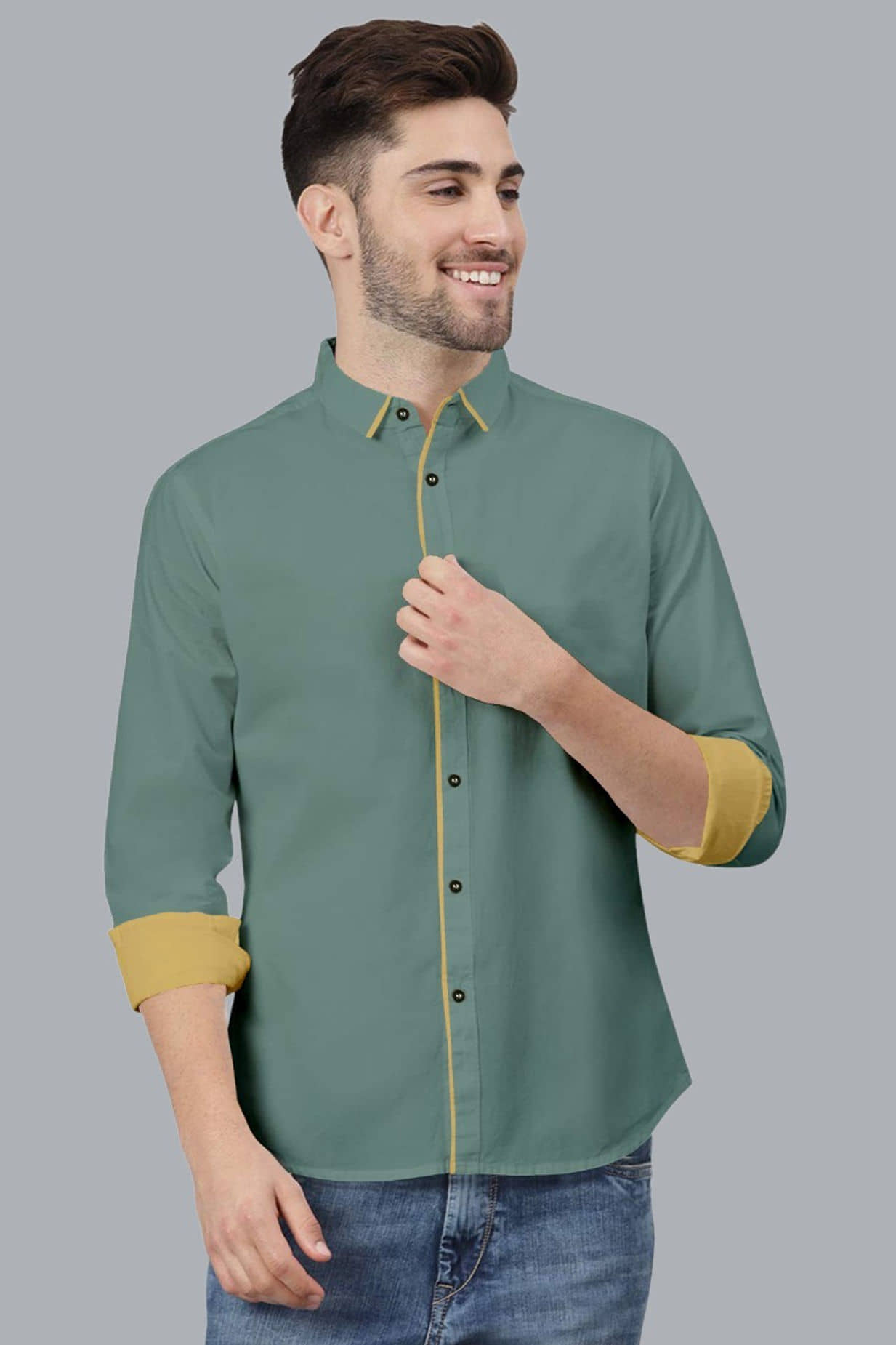 VTEXX Cotton Blend Regular Fit Solids Full Sleeves Men's Casual Shirt - Mint Green ( Pack of 1 )