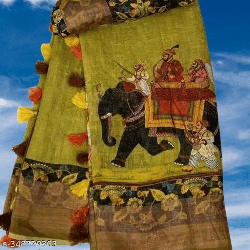 mahalaxmi fab Linen Applique Saree With Unstitched Blouse Piece ( Lime Green ) mahalaxmi fab Linen Applique Saree With Unstitched Blouse Piece ( Lime Green )