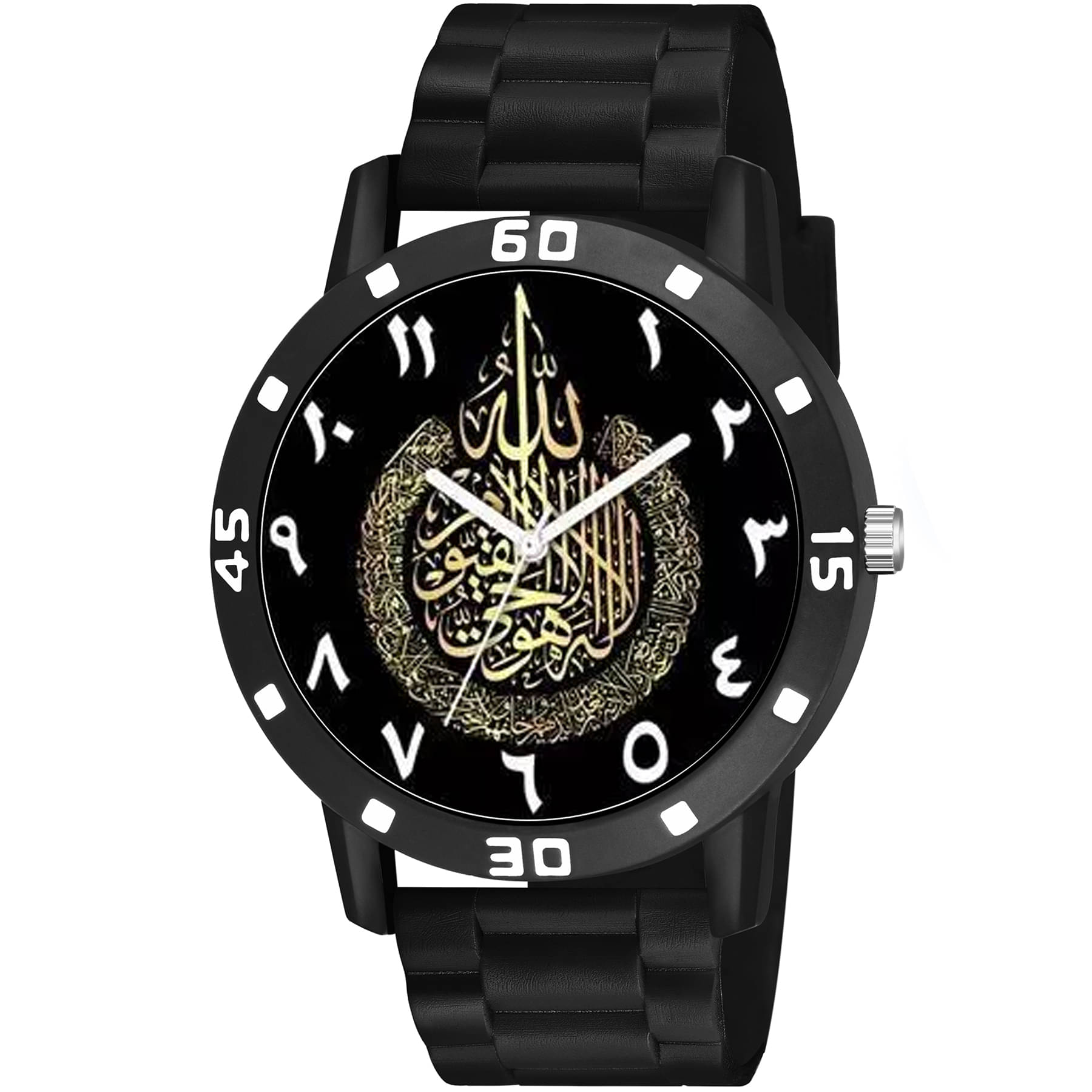     			niyatifab Black Silicon Analog Men's Watch