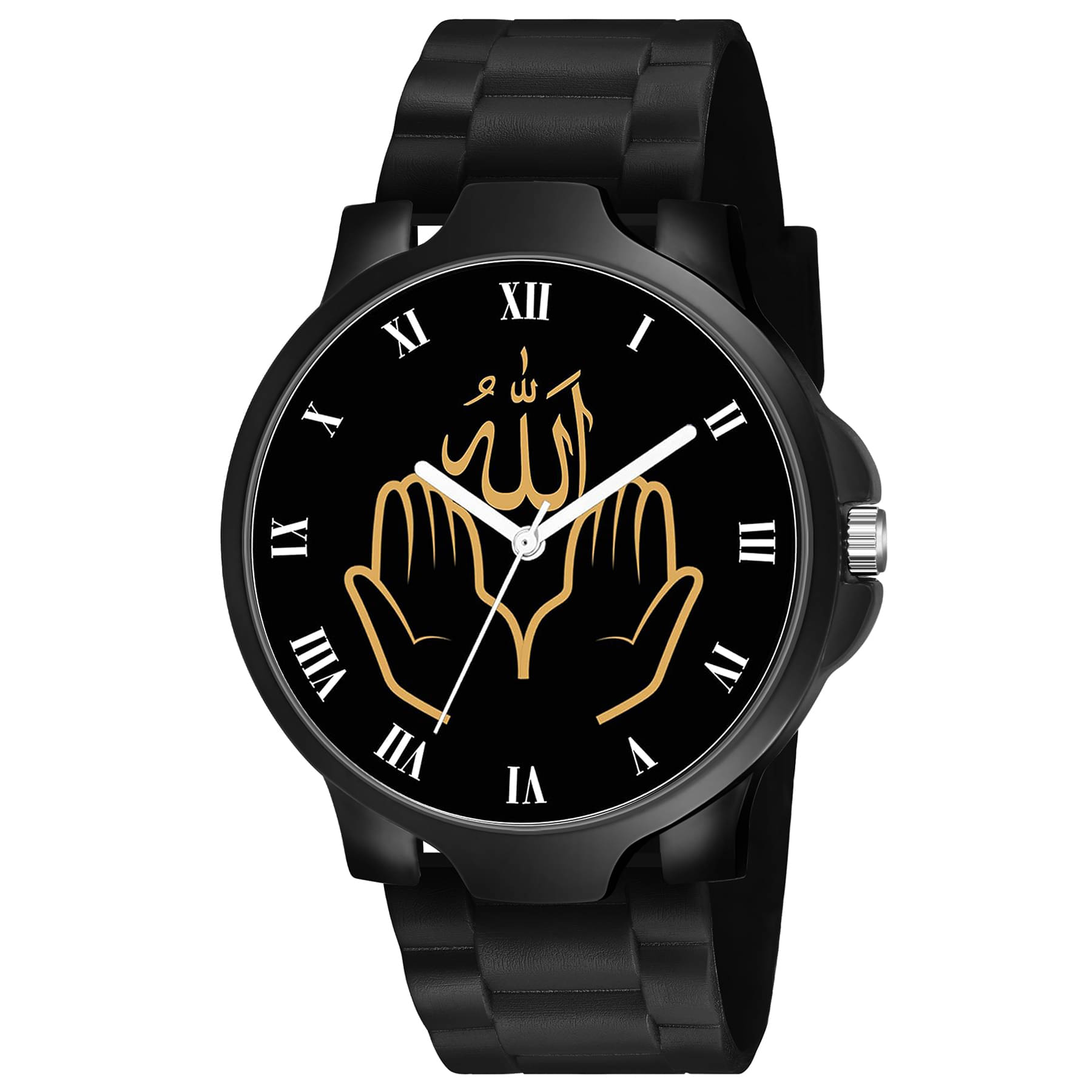     			niyatifab Black Silicon Analog Men's Watch