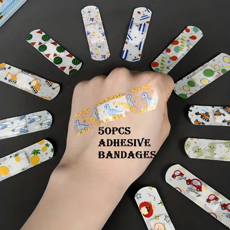50 Pieces Kids Adhesive Bandage Cute Cartoon Waterproof Bandage Flexible Fabric for Children Travel Cuts Scrapes Wounds (Pack of 1) 50 Pieces Kids Adhesive Bandage Cute Cartoon Waterproof Bandage Flexible Fabric for Children Travel Cuts Scrapes Wounds (Pack of 1)