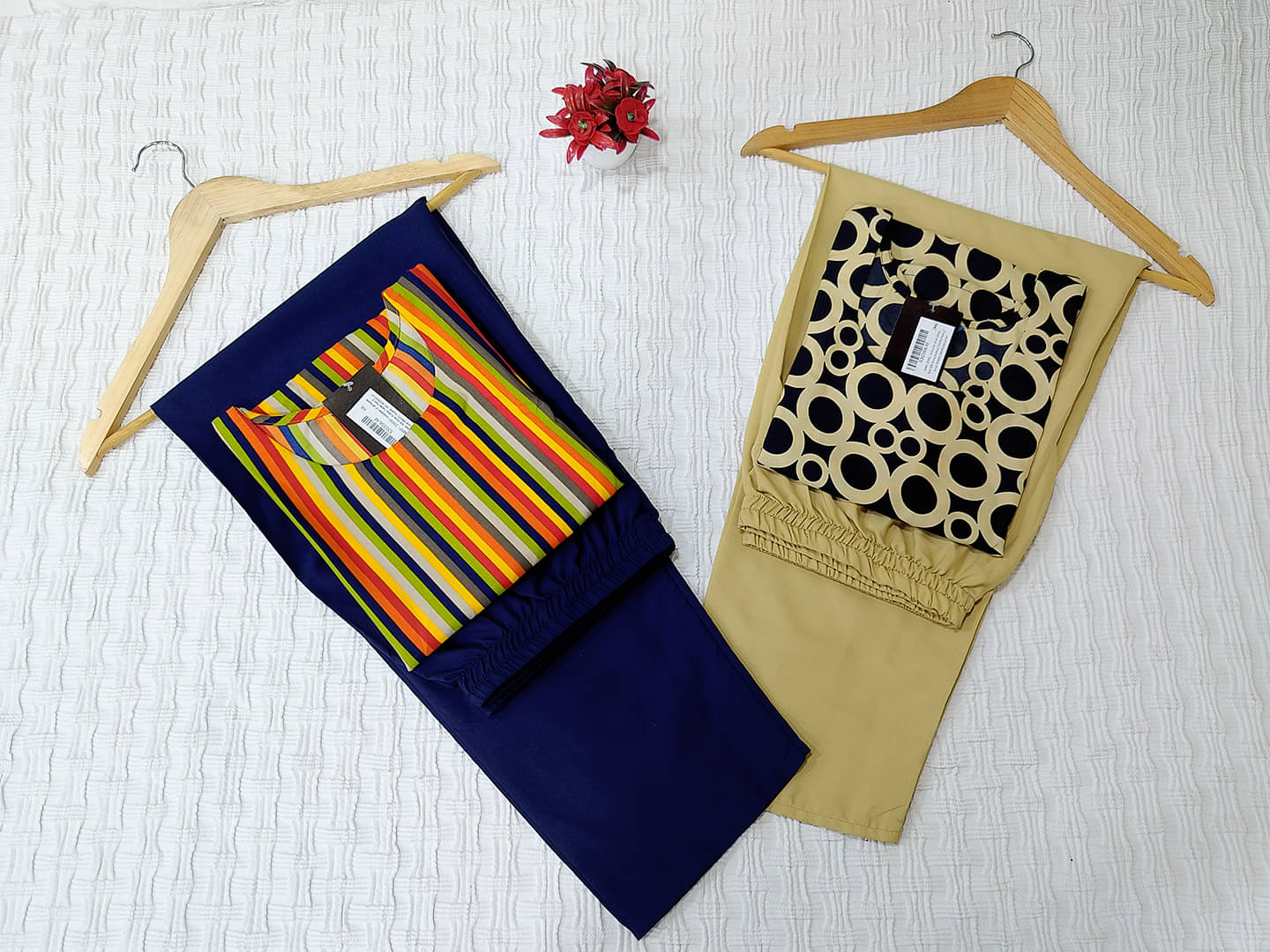 Ethnicbasket Crepe Printed Kurti With Pants Women's Stitched Salwar Suit - Multicoloured ( Pack of 2 )     			Ethnicbasket Crepe Printed Kurti With Pants Women's Stitched Salwar Suit - Multicoloured ( Pack of 2 )