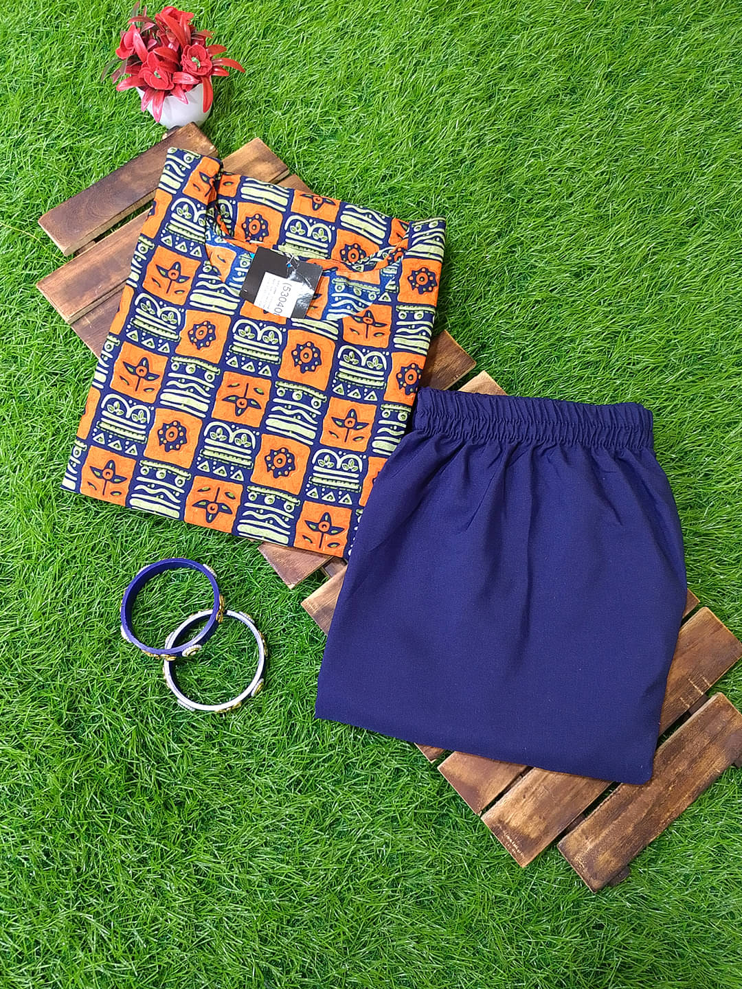 Ethnicbasket Crepe Printed Kurti With Pants Women's Stitched Salwar Suit - Orange ( Pack of 1 ) Ethnicbasket Crepe Printed Kurti With Pants Women's Stitched Salwar Suit - Orange ( Pack of 1 )