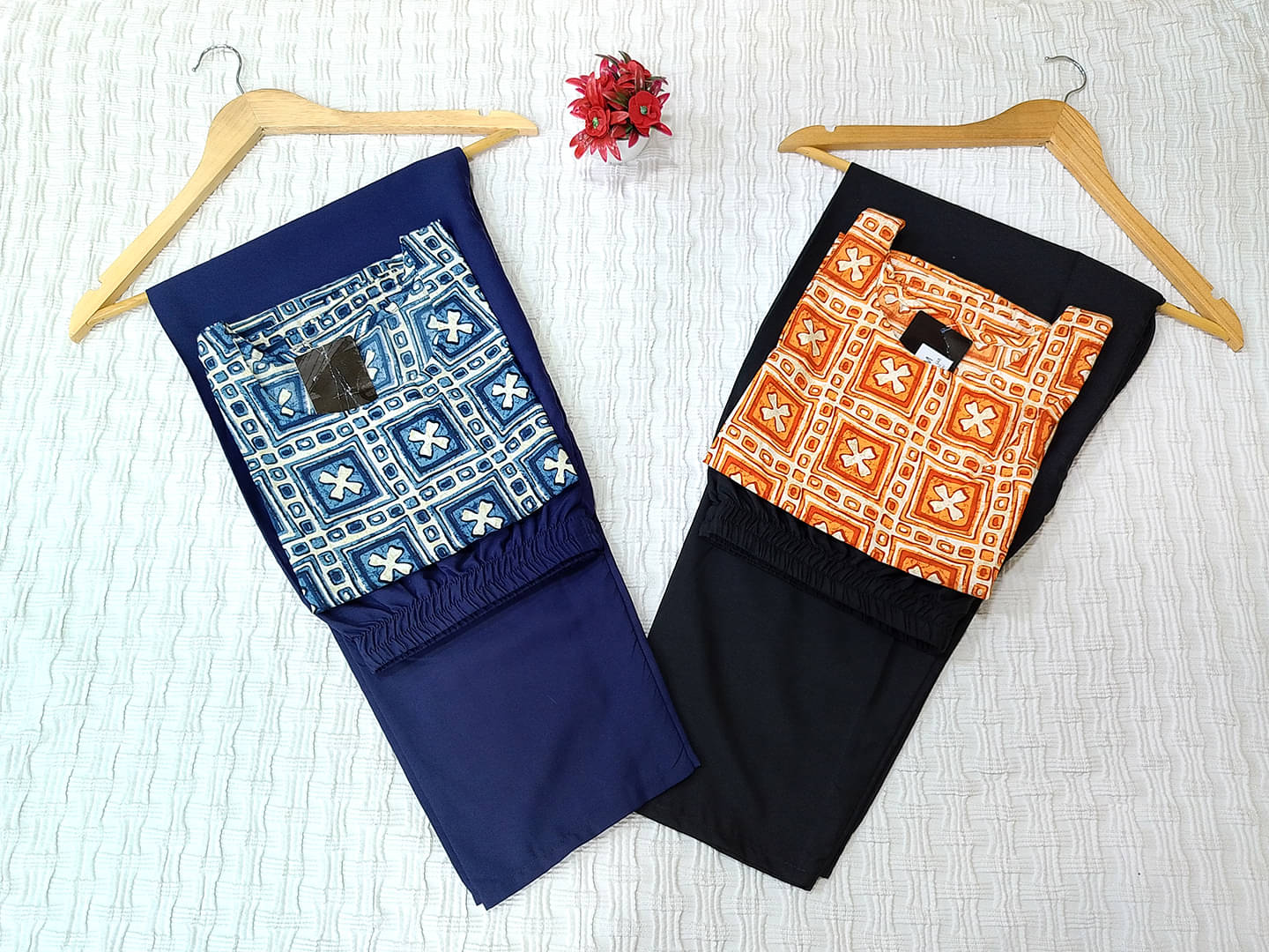     			Ethnicbasket Crepe Printed Kurti With Pants Women's Stitched Salwar Suit - Navy Blue ( Pack of 2 )