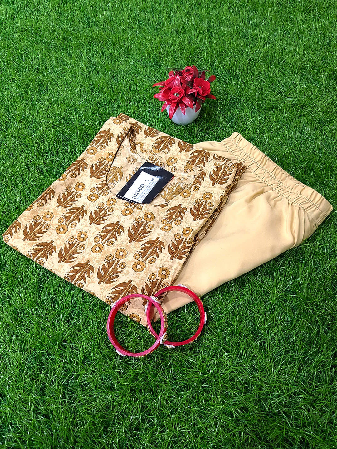 Ethnicbasket Crepe Printed Kurti With Pants Women's Stitched Salwar Suit - Beige ( Pack of 1 ) Ethnicbasket Crepe Printed Kurti With Pants Women's Stitched Salwar Suit - Beige ( Pack of 1 )