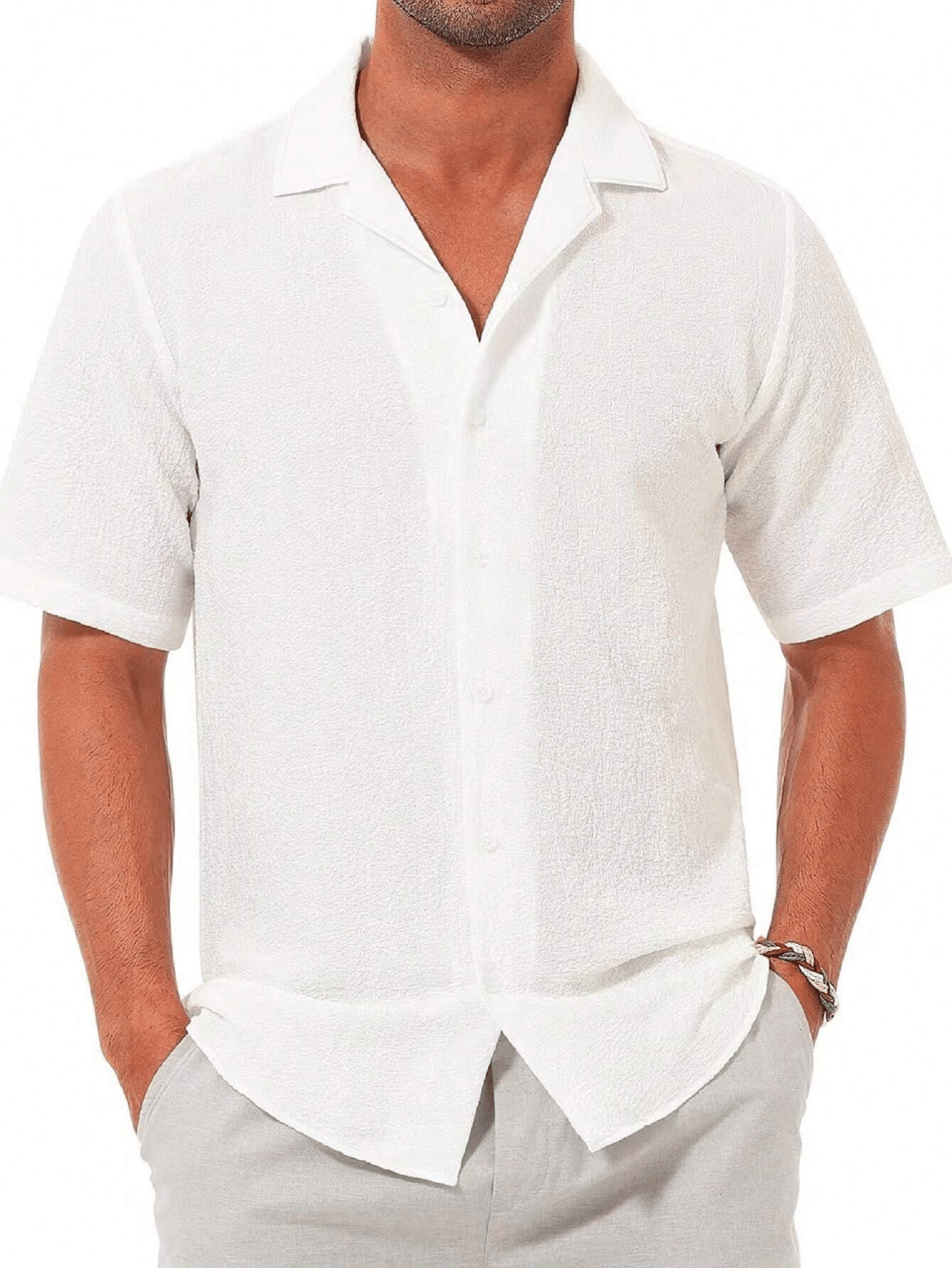 AAPSKA Poly Cotton Regular Fit Striped Half Sleeves Men's Casual Shirt - White ( Pack of 1 )