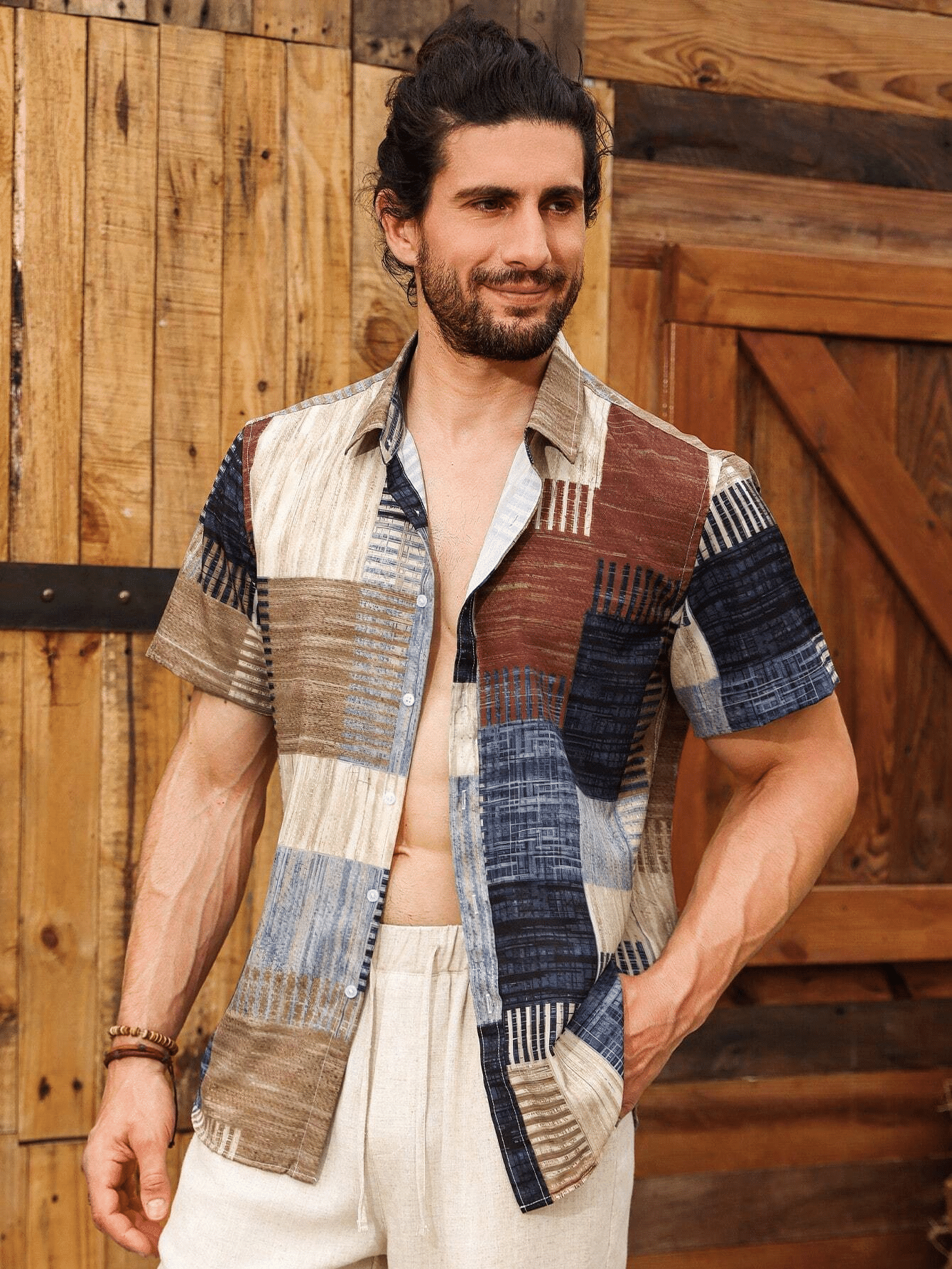 AAPSKA Poly Cotton Regular Fit Colorblock Half Sleeves Men's Casual Shirt - Multi ( Pack of 1 ) - Image 3