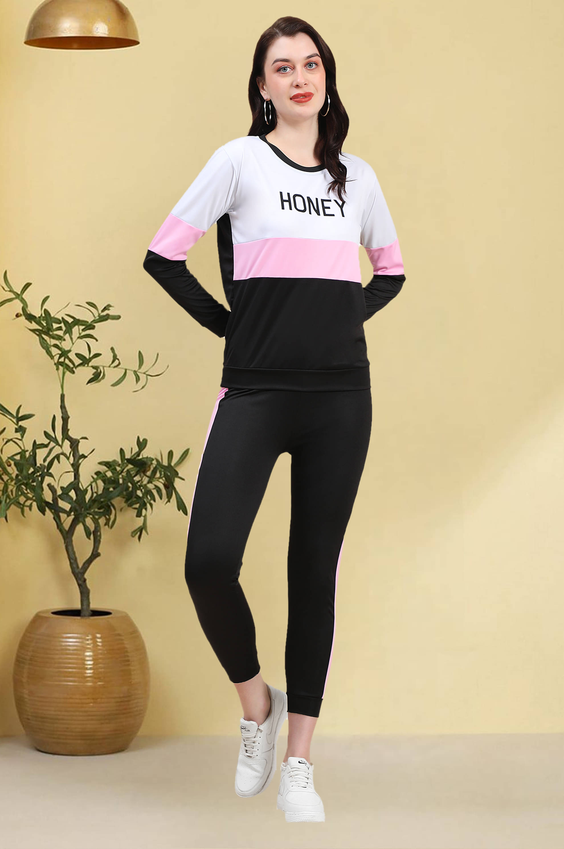    			CUBIQ Pink Cotton Blend Printed Tracksuit - Pack of 1