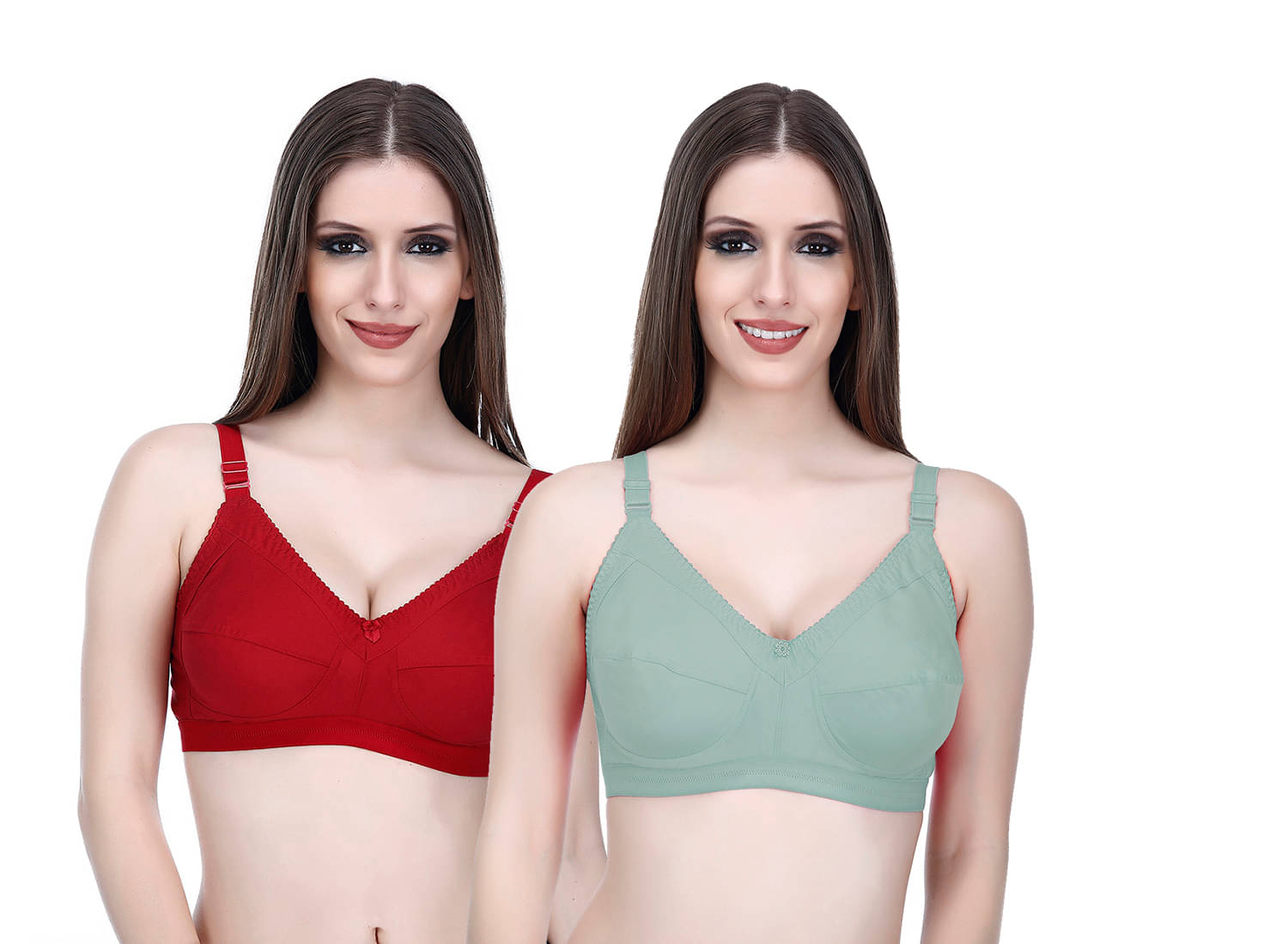Elina Pack of 2 Cotton Non Padded Minimizer Bra For Women ( Multicolor )     			Elina Pack of 2 Cotton Non Padded Minimizer Bra For Women ( Multicolor )