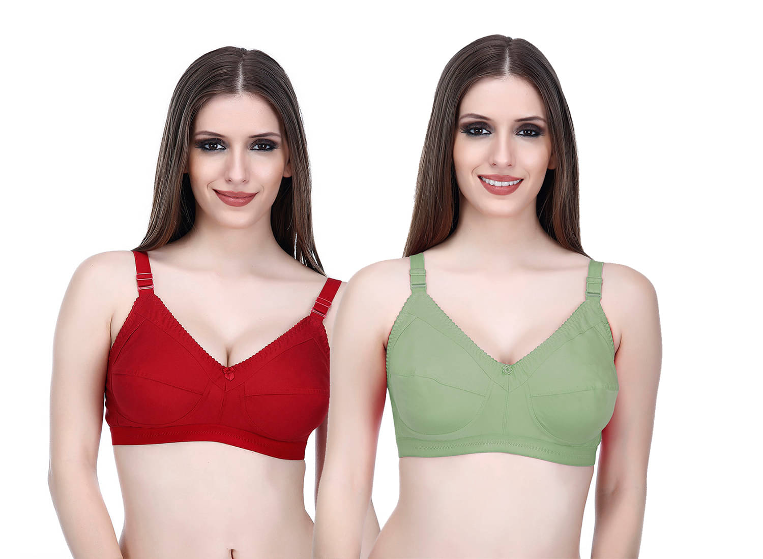     			Elina Pack of 2 Cotton Non Padded Minimizer Bra For Women ( Multicolor )