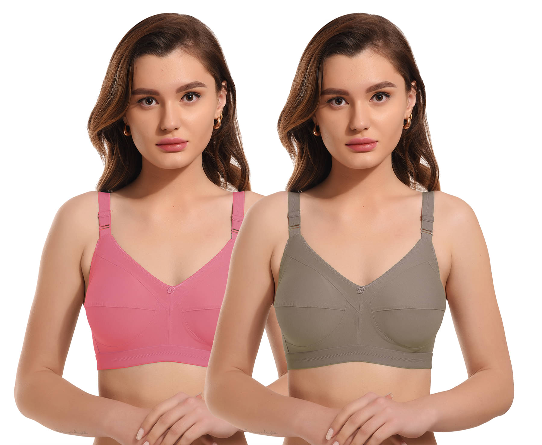 Elina Pack of 2 Cotton Non Padded Minimizer Bra For Women ( Multicolor )     			Elina Pack of 2 Cotton Non Padded Minimizer Bra For Women ( Multicolor )