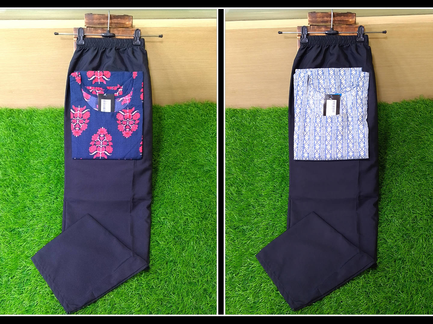 Ethnicbasket Crepe Printed Kurti With Pants Women's Stitched Salwar Suit - Black ( Pack of 2 )     			Ethnicbasket Crepe Printed Kurti With Pants Women's Stitched Salwar Suit - Black ( Pack of 2 )