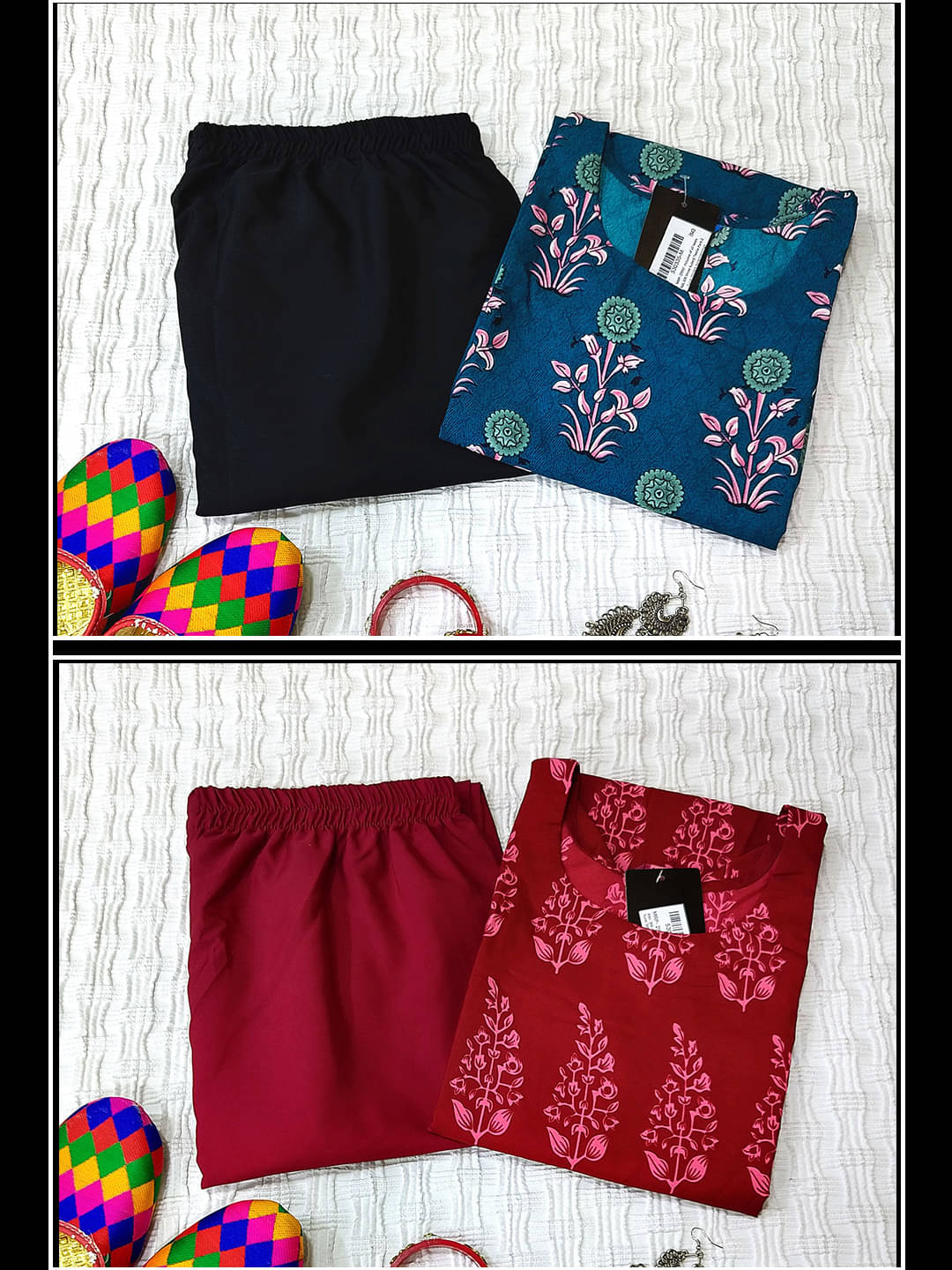 Ethnicbasket Crepe Printed Kurti With Pants Women's Stitched Salwar Suit - Teal ( Pack of 2 )     			Ethnicbasket Crepe Printed Kurti With Pants Women's Stitched Salwar Suit - Teal ( Pack of 2 )