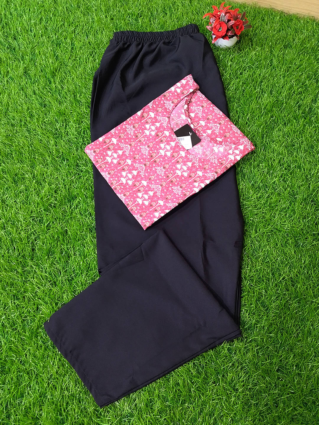     			Ethnicbasket Crepe Printed Kurti With Pants Women's Stitched Salwar Suit - Peach ( Pack of 1 )