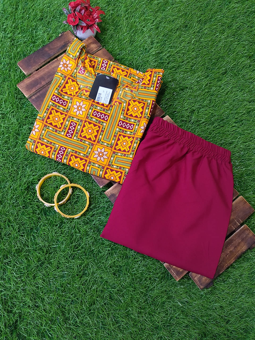 Ethnicbasket Crepe Printed Kurti With Pants Women's Stitched Salwar Suit - Multicoloured ( Pack of 1 )     			Ethnicbasket Crepe Printed Kurti With Pants Women's Stitched Salwar Suit - Multicoloured ( Pack of 1 )