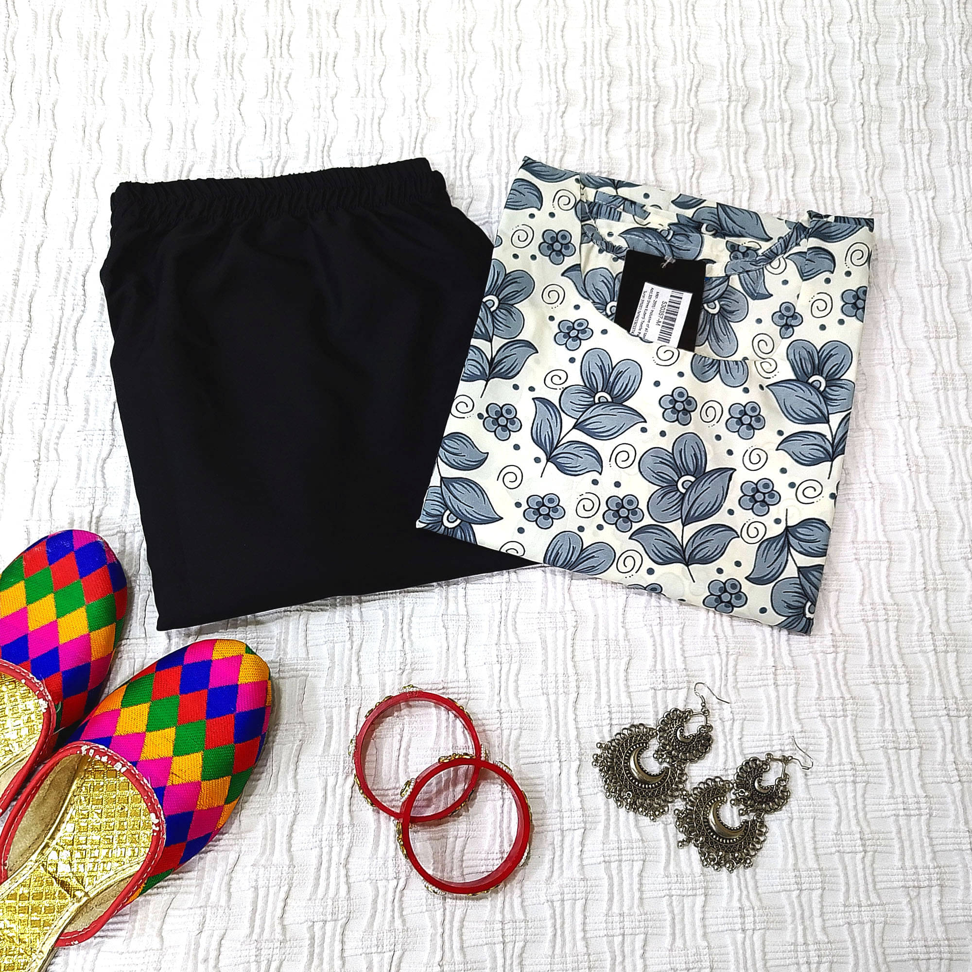 Ethnicbasket Crepe Printed Kurti With Pants Women's Stitched Salwar Suit - Grey ( Pack of 1 )     			Ethnicbasket Crepe Printed Kurti With Pants Women's Stitched Salwar Suit - Grey ( Pack of 1 )