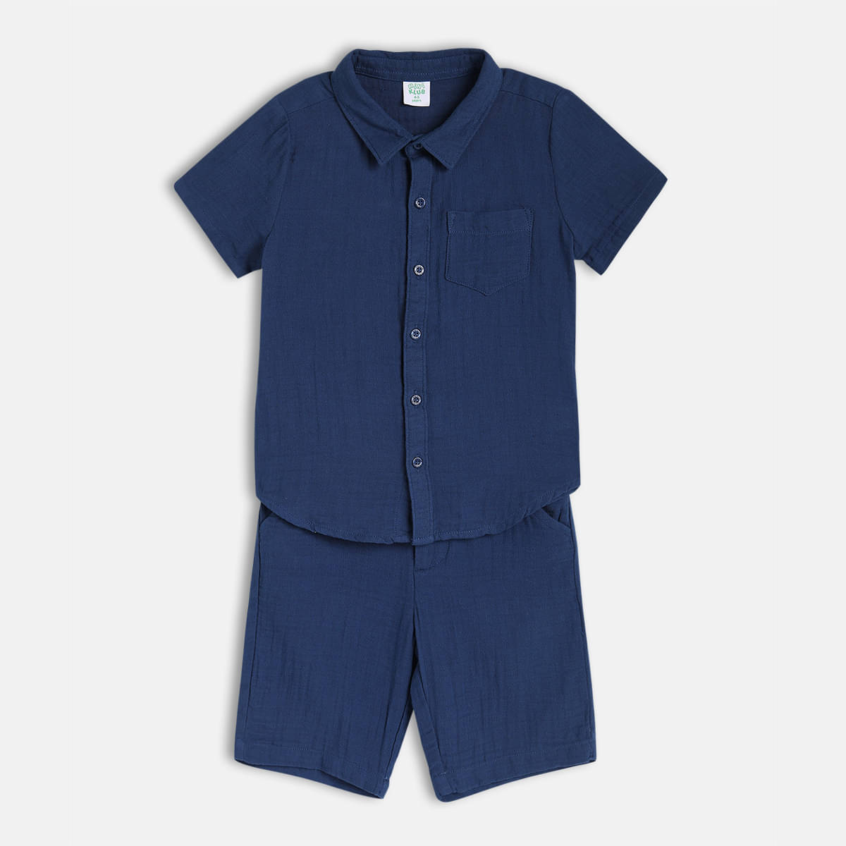     			MINI KLUB Pack of 1 Boys Cotton Shirt & Shorts Set ( Navy )