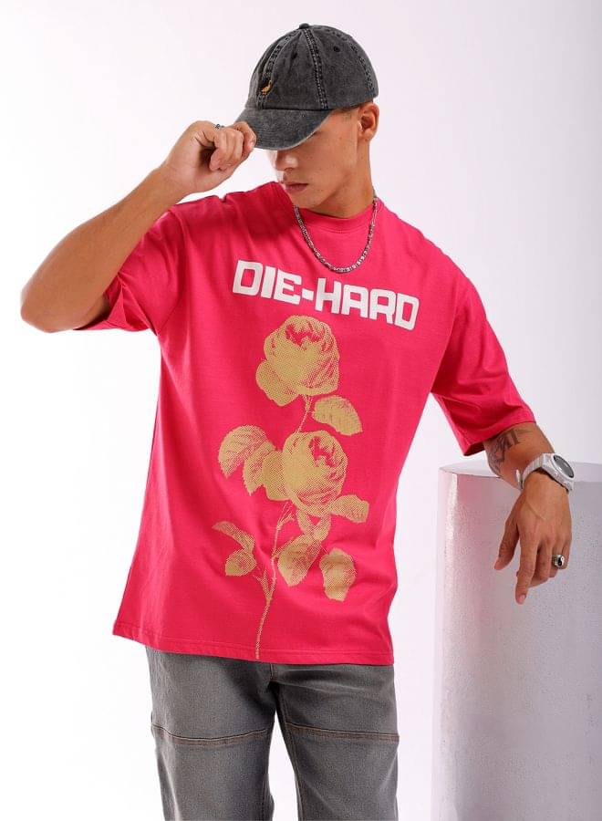     			The Indian Garage Co. Cotton Relaxed Fit Printed Half Sleeves Men's Round T-Shirt - Pink ( Pack of 1 )