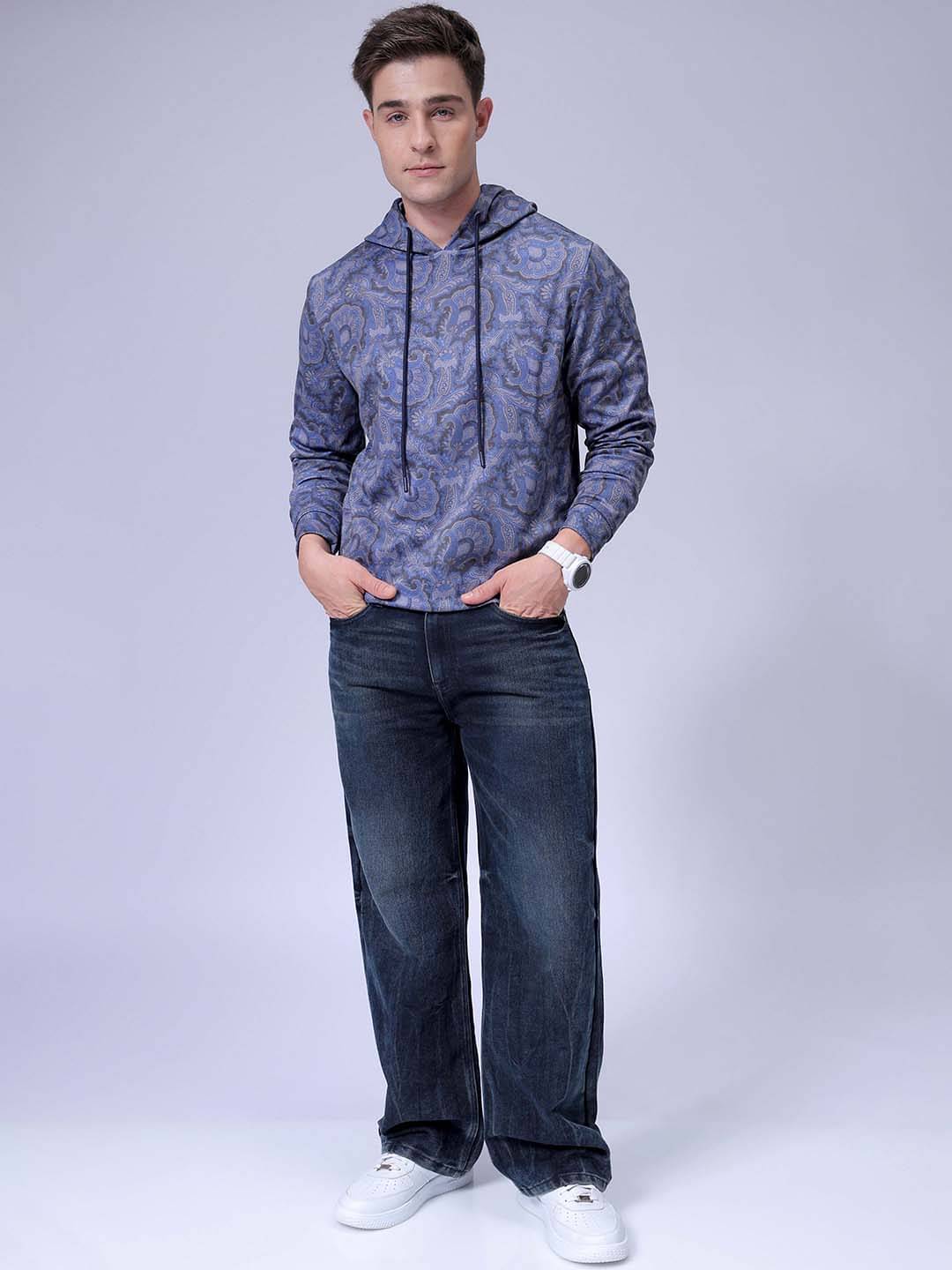     			The Indian Garage Co. Polyester Hooded Men's Sweatshirt - Navy Blue ( Pack of 1 )