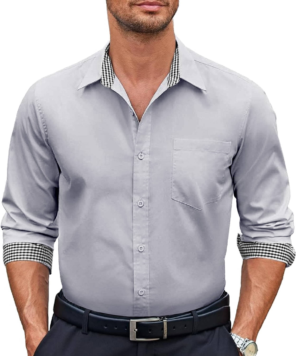     			WEBRIC Cotton Blend Regular Fit Full Sleeves Men's Formal Shirt - Light Grey ( Pack of 1 )