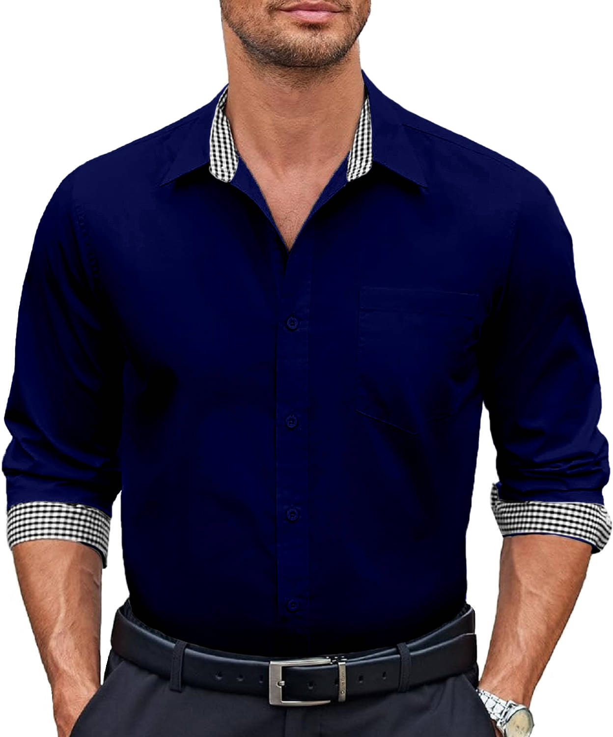 WEBRIC Cotton Blend Regular Fit Full Sleeves Men's Formal Shirt - Navy Blue ( Pack of 1 ) WEBRIC Cotton Blend Regular Fit Full Sleeves Men's Formal Shirt - Navy Blue ( Pack of 1 )