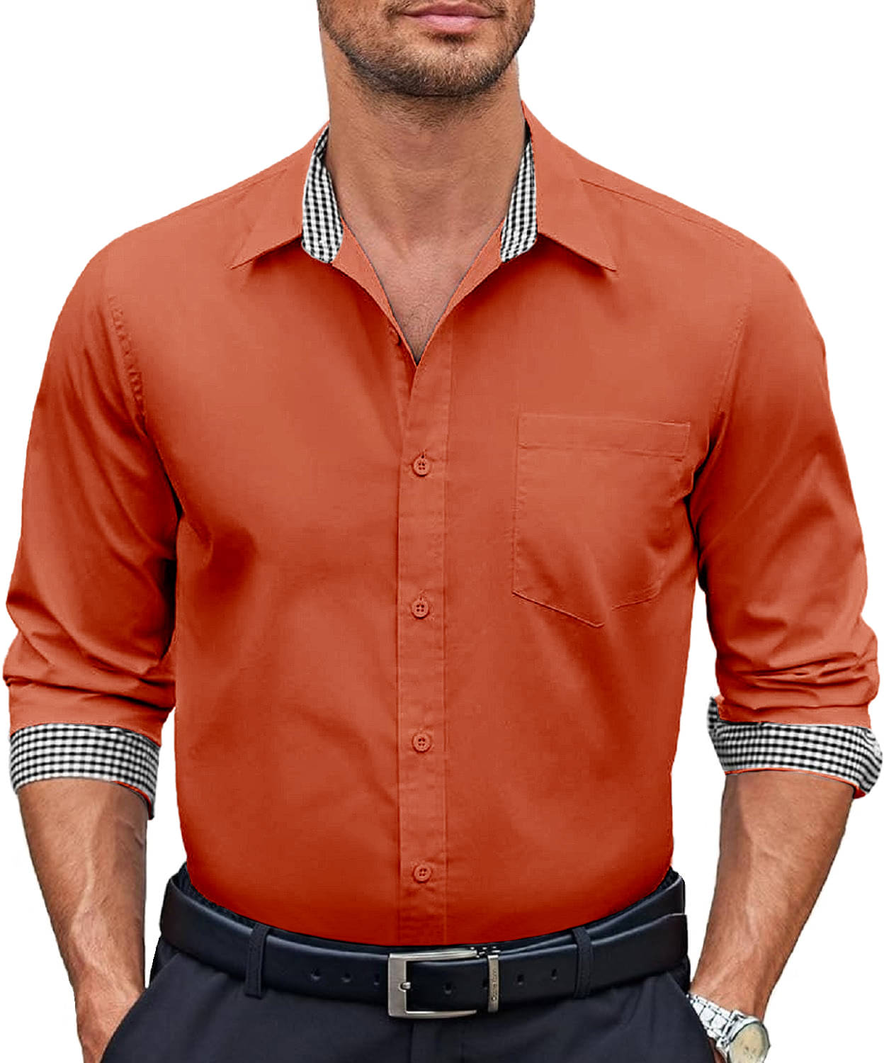     			WEBRIC Cotton Blend Regular Fit Full Sleeves Men's Formal Shirt - Rust ( Pack of 1 )