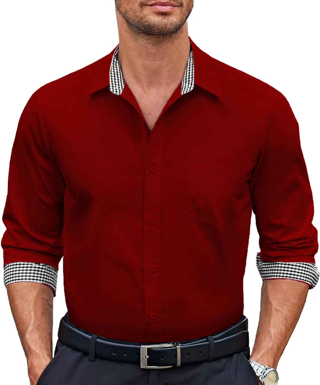     			WEBRIC Cotton Blend Regular Fit Full Sleeves Men's Formal Shirt - Maroon ( Pack of 1 )