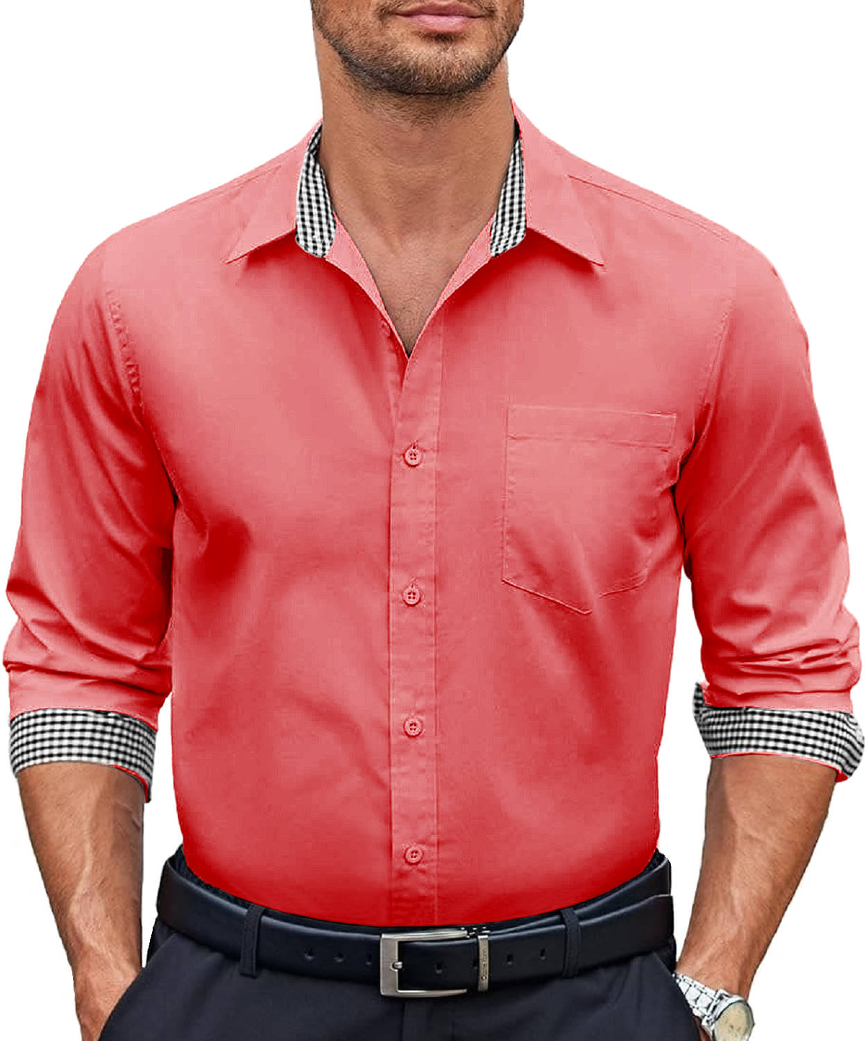     			WEBRIC Cotton Blend Regular Fit Full Sleeves Men's Formal Shirt - Fluorescent Pink ( Pack of 1 )